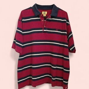 Men’s Vintage DuckHead Striped 90’s Short Sleeve Polo Shirt Red Large